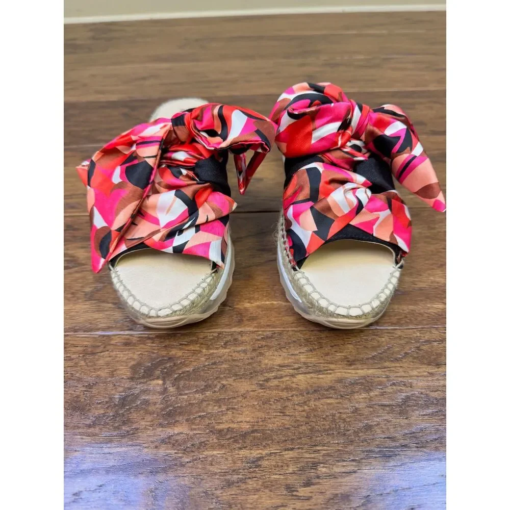 NWOB - FREE PEOPLE Chapmin Sport Espadrille Sandal, Suede, Floral, Bow, Sz 37